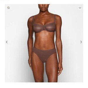 SKIMS Molded Unlined Sexy Lingerie Balconette Brown Mesh Bra Size 42DD